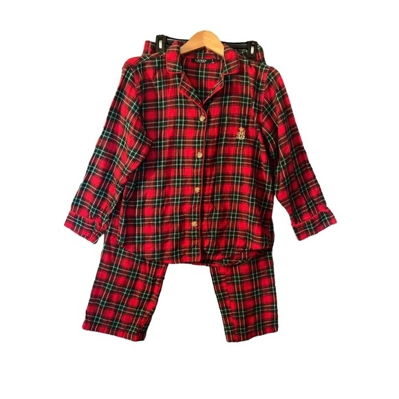 Lauren Ralph Lauren Red Plaid Flannel 2-Piece Pajama Set Sleepwear - Picture 6 of 13